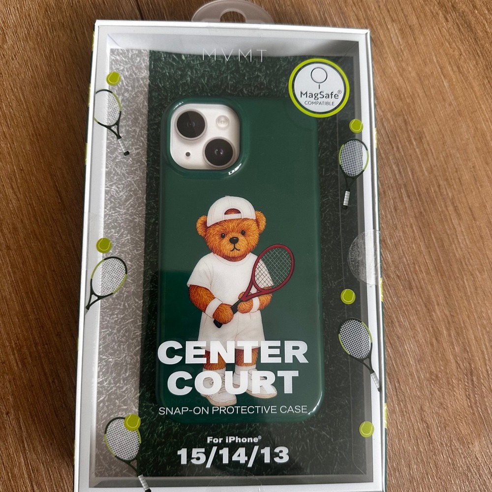 MVMT Center Court iPhone 15 14 13 Case MagSafe Tennis Bear Green Snap-On Case